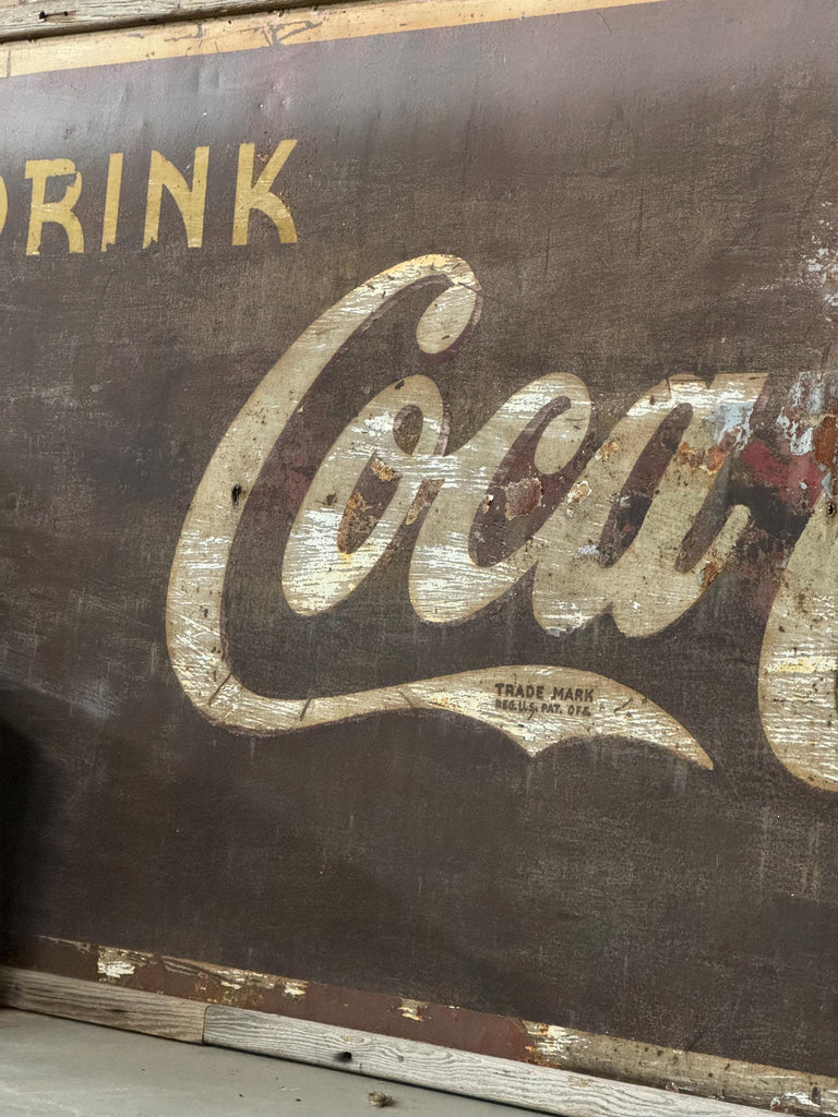 LARGE Antique Coca Cola Sign, Coca Cola Billboard Road Sign, Drink Coca Cola Sign With Coke Bottle, Coca Cola Collectibles