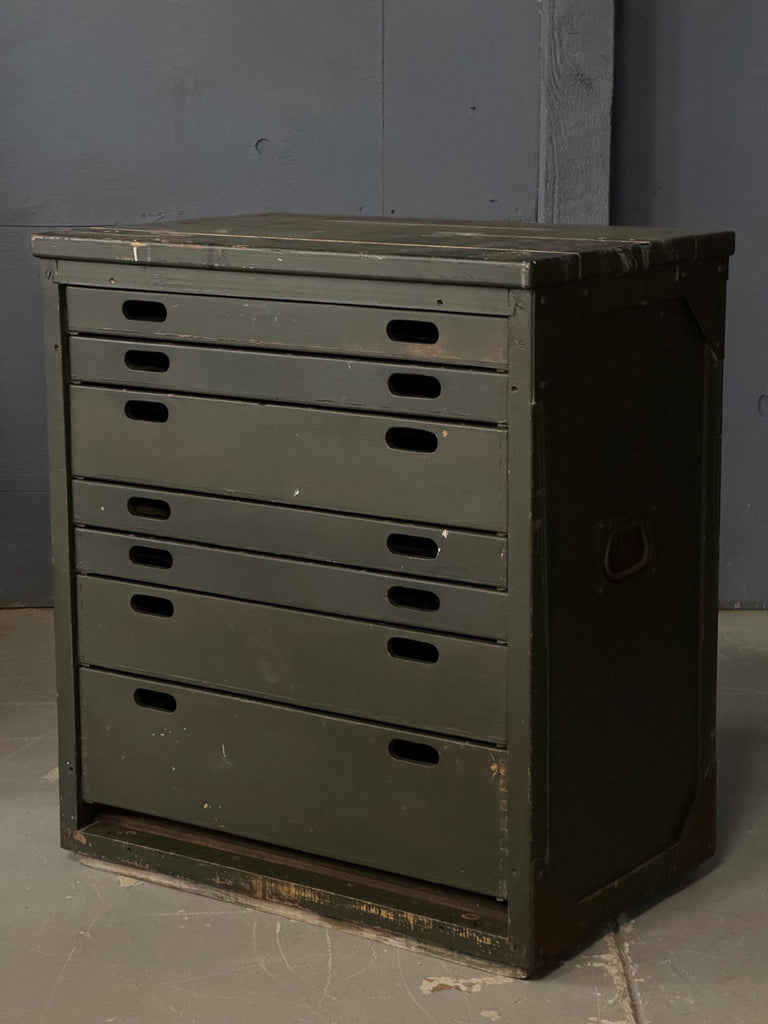 Large Antique Tool Chest, Machinist Toolbox With Removable Trays, Drawer Cabinet, Wood Toolbox, Wooden Tool Chest, Wood Tool Cabinet