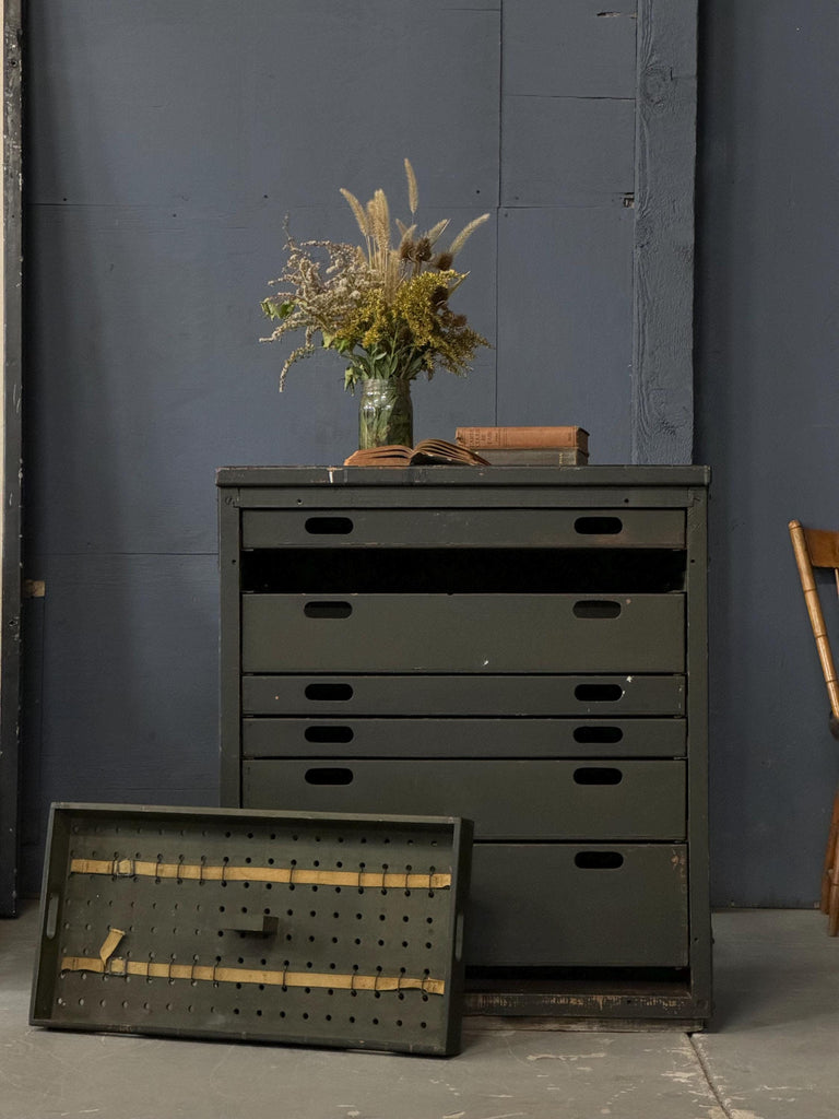 Large Antique Tool Chest, Machinist Toolbox With Removable Trays, Drawer Cabinet, Wood Toolbox, Wooden Tool Chest, Wood Tool Cabinet