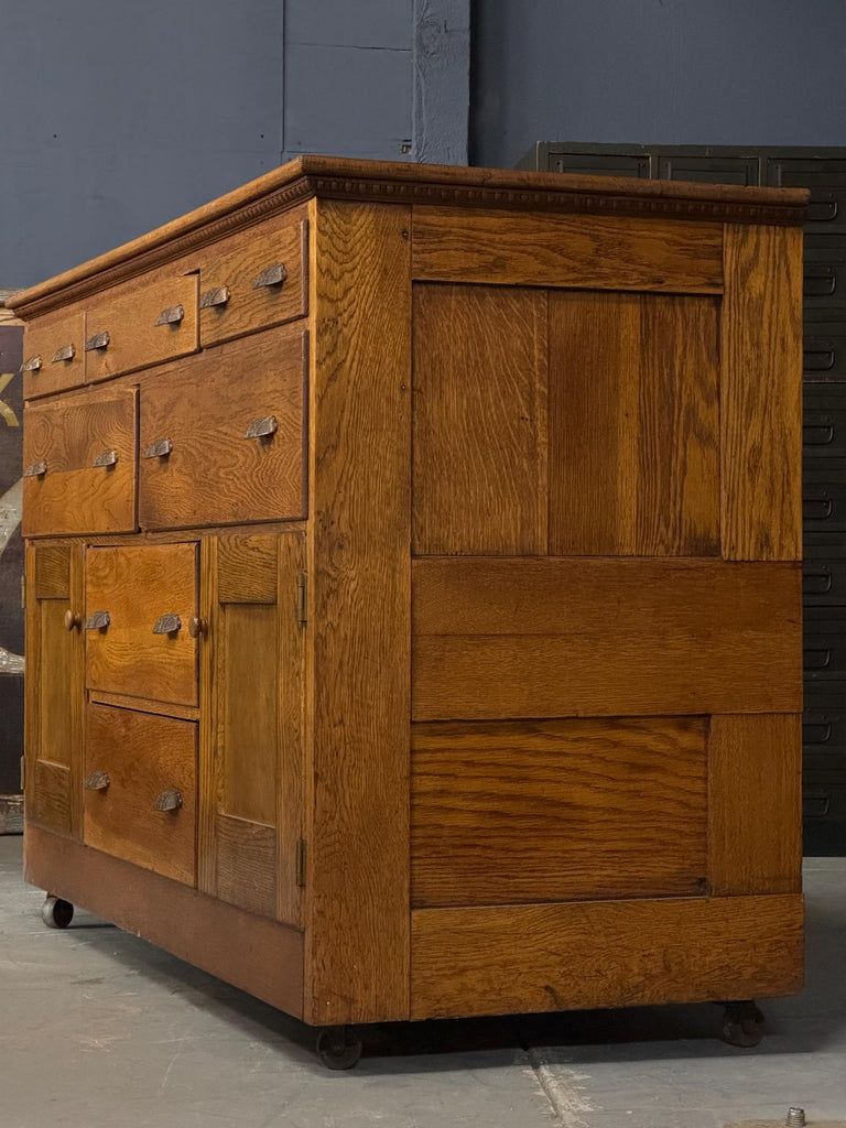 Antique Oak Apothecary Cabinet, Large Drawer Cabinet, General Store Cabinet, Wood Drawer Unit