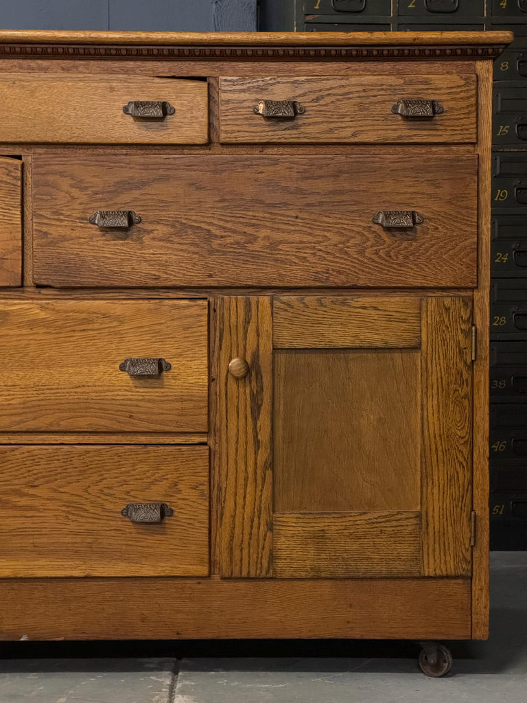 Antique Oak Apothecary Cabinet, Large Drawer Cabinet, General Store Cabinet, Wood Drawer Unit