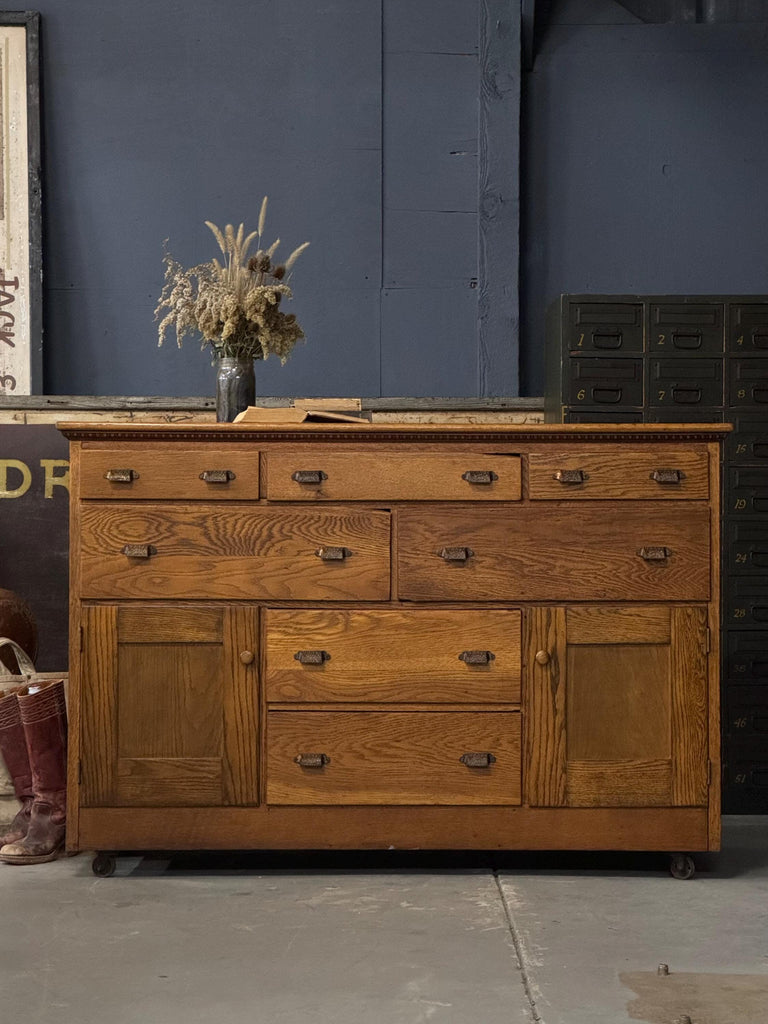 Antique Oak Apothecary Cabinet, Large Drawer Cabinet, General Store Cabinet, Wood Drawer Unit