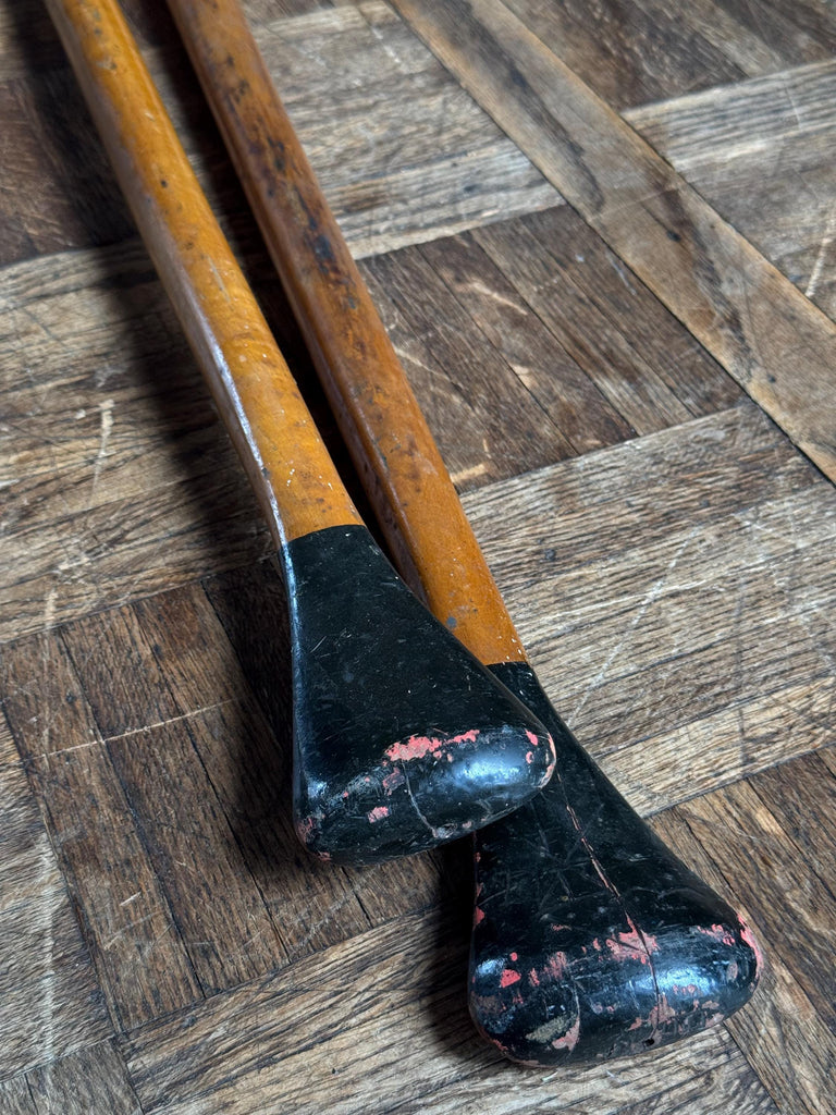 Pair Of Antique Wood Canoe Paddles, Pink Panther Antique Wood Paddles, Boat Paddles, Wood Oars, Lake House Decor, Nautical Decor