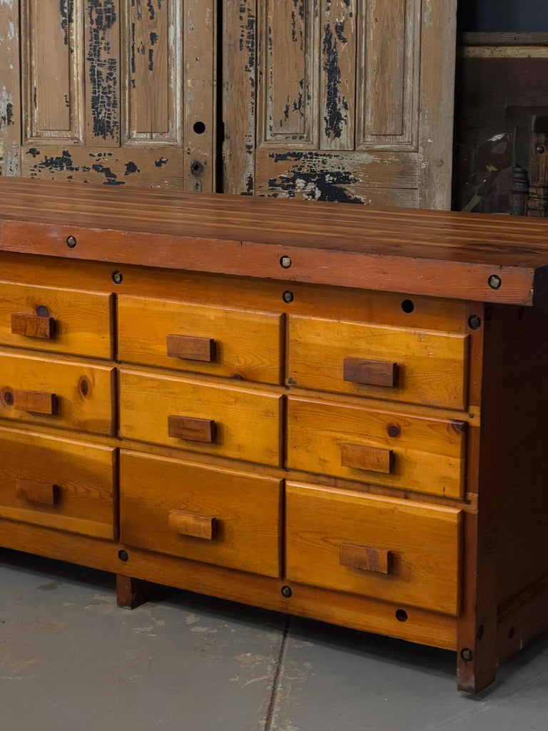 Antique Workbench With Drawers, Workbench Table, Industrial Workbench With Vise, Woodworking Table