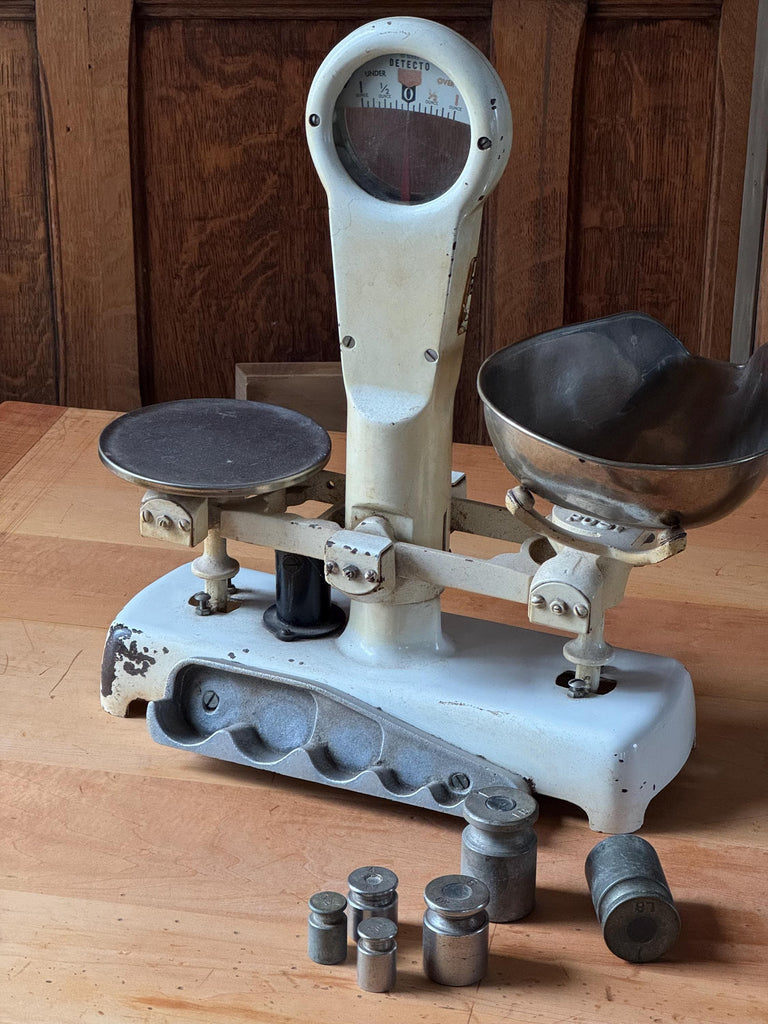 Antique Detecto Gram Scale, 3 lb Balance Scale With Weights, Pharmacy Scale, Apothecary Scale, Industrial Kitchen Decor