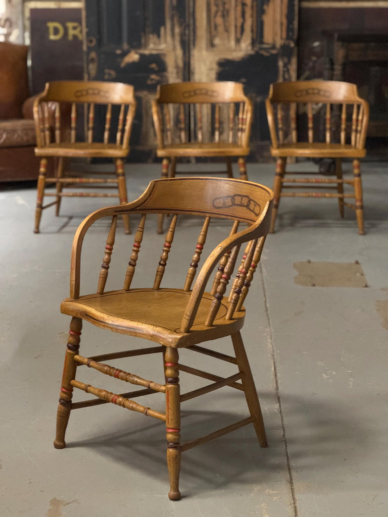 Antique Tavern Chairs, Set of 4 Chairs, Odd Fellows Lodge Chairs, Dining Chair Set, Antique Barrel Chairs, Primitive Chairs Set