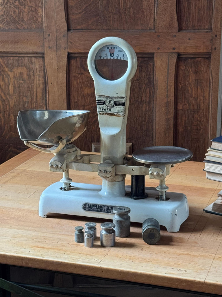 Antique Detecto Gram Scale, 3 lb Balance Scale With Weights, Pharmacy Scale, Apothecary Scale, Industrial Kitchen Decor