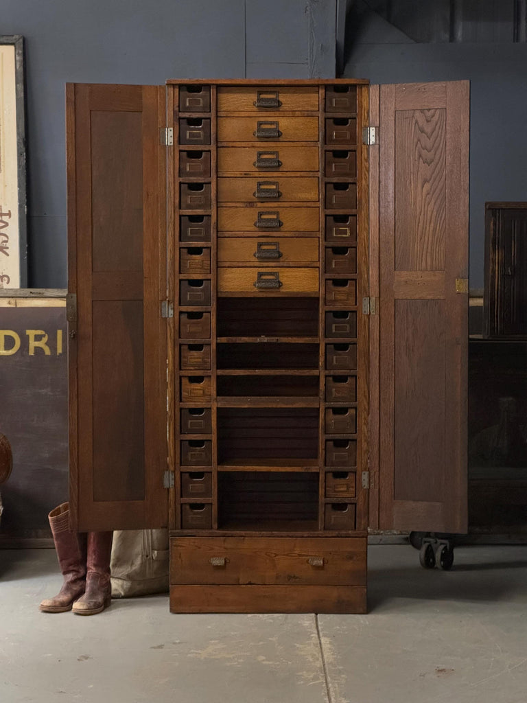 Tall Antique File Cabinet, Wood File Cabinet, Large Multi Drawer Cabinet, Cardfile Cabinet, Wood Office Furniture, Storage Cabinet