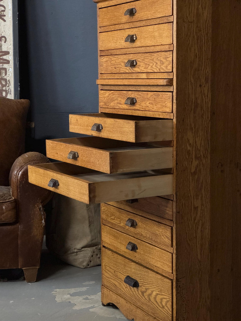 Antique Wood Drawer Unit, Printers Cabinet, Small Apothecary Cabinet, File Cabinet, General Store Drawer Cabinet