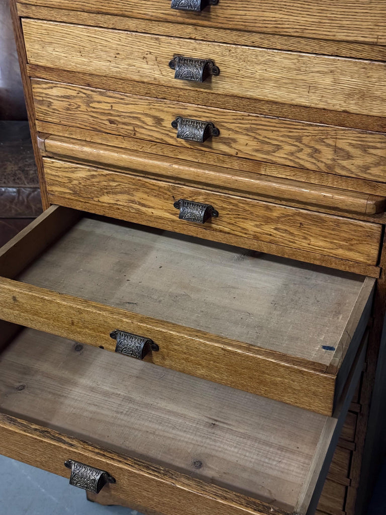 Antique Wood Drawer Unit, Printers Cabinet, Small Apothecary Cabinet, File Cabinet, General Store Drawer Cabinet