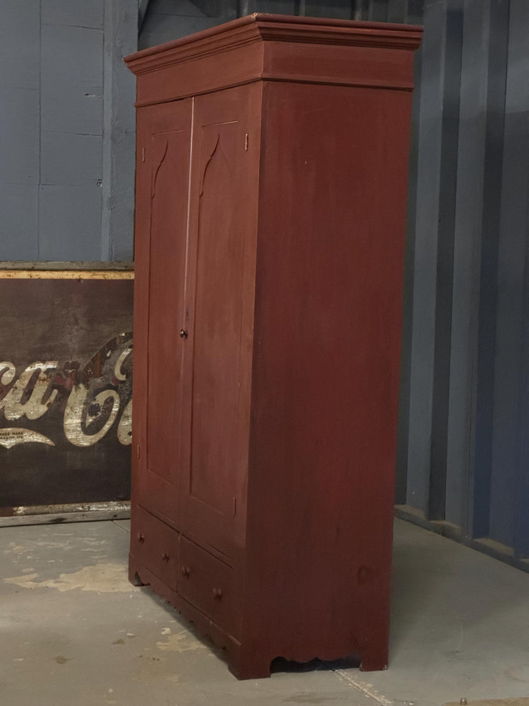 Antique Wardrobe, Wood Wardrobe, Antique Cabinet, Primitive Cabinet, Red Cabinet, Wood Lockers, Entryway Furniture, Mudroom Storage Cabinet