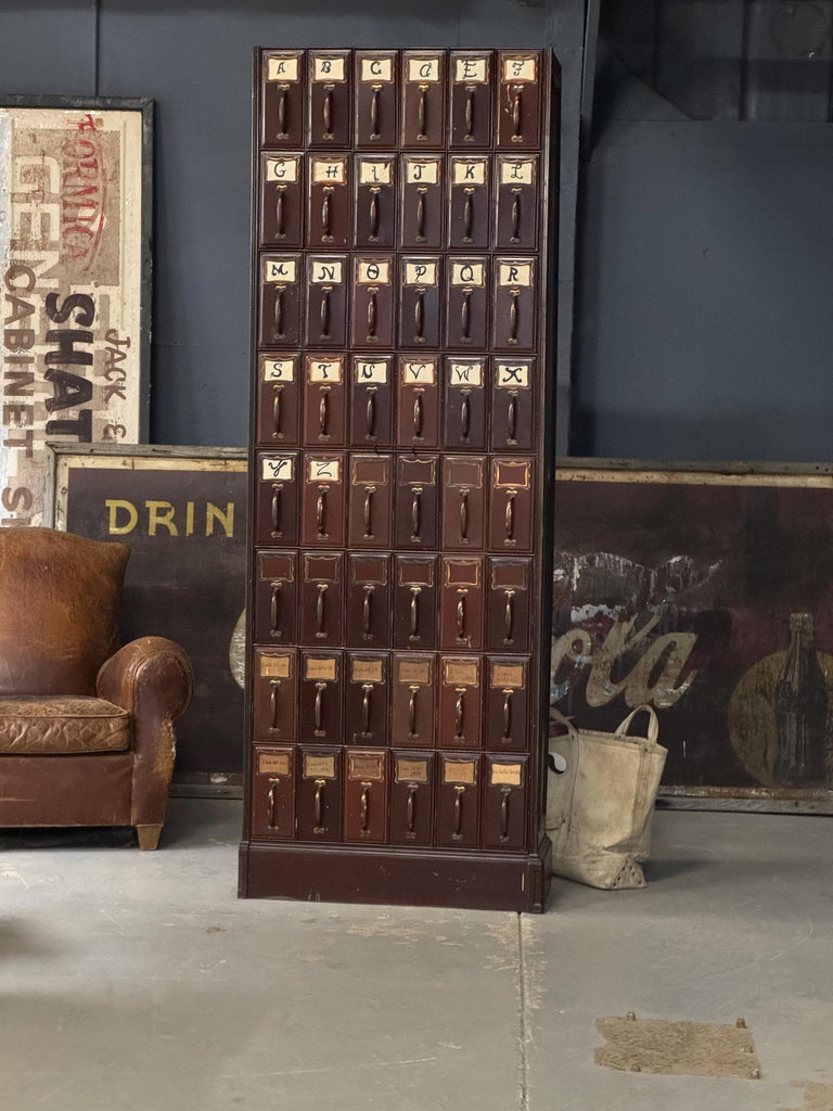 LARGE Antique Courthouse File Cabinet, Tall Metal File Cabinet, Antique Card Catalog, Card File Cabinet, Industrial Office Furniture