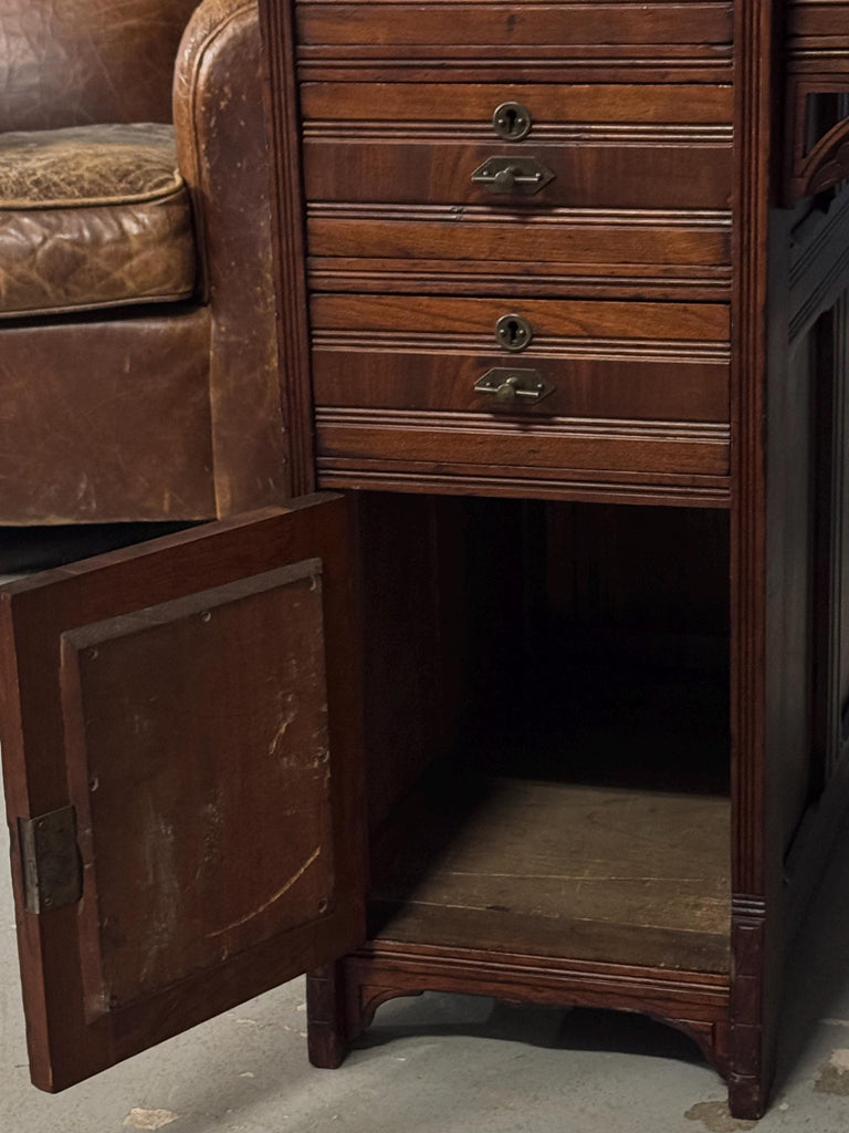 Antique Writing Desk, Antique Secretary, Small Antique Slant Top Desk Cabinet, Antique Wood Vanity, Dressing Table