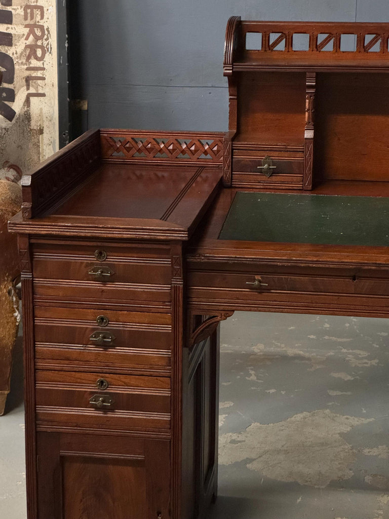 Antique Writing Desk, Antique Secretary, Small Antique Slant Top Desk Cabinet, Antique Wood Vanity, Dressing Table