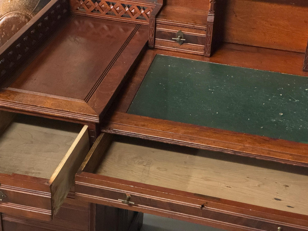 Antique Writing Desk, Antique Secretary, Small Antique Slant Top Desk Cabinet, Antique Wood Vanity, Dressing Table