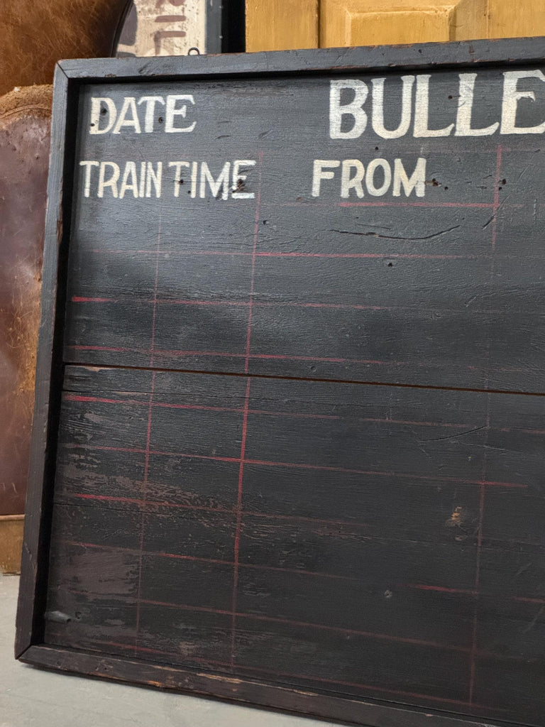 Vintage Railroad Bulletin Sign, Antique Train Sign, Train Depot Sign, Train Schedule Sign, Hand Painted Sign, Kids Room Sign, Entryway Decor