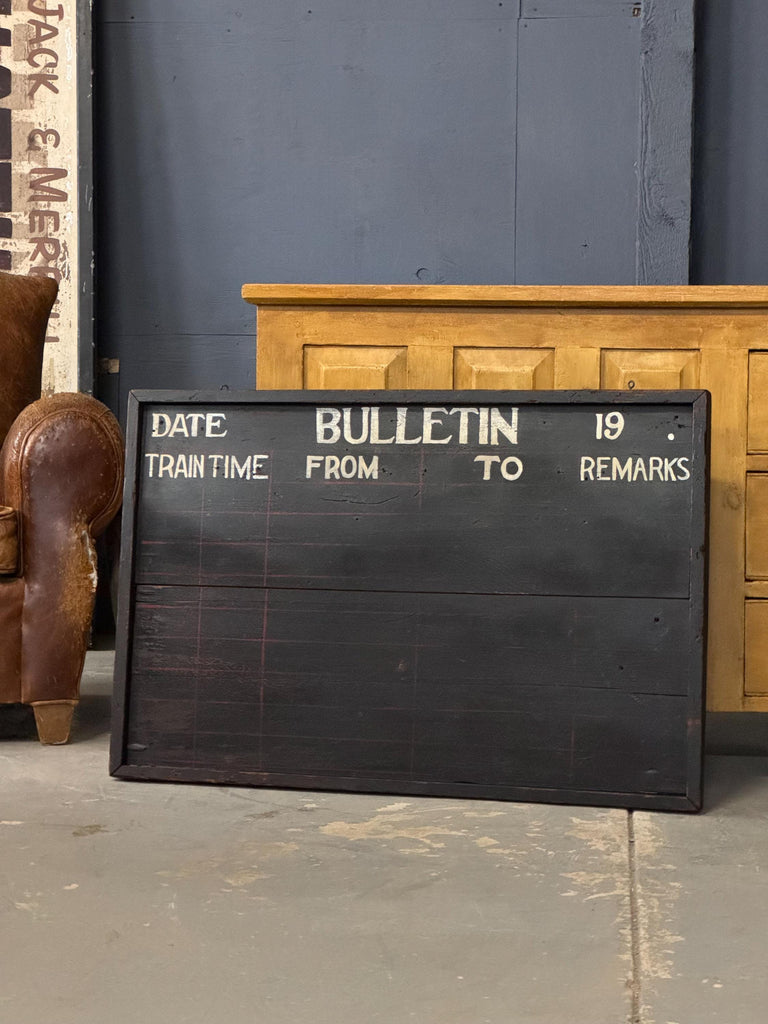 Vintage Railroad Bulletin Sign, Antique Train Sign, Train Depot Sign, Train Schedule Sign, Hand Painted Sign, Kids Room Sign, Entryway Decor