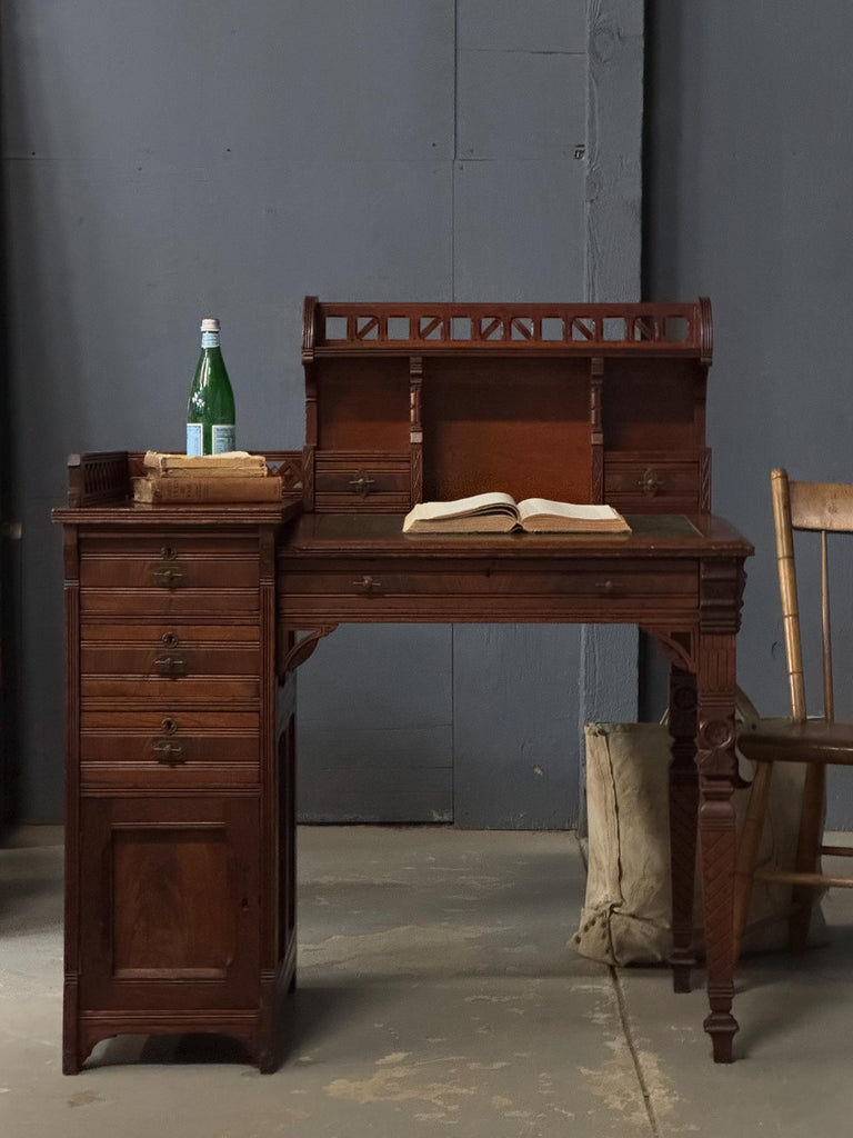Antique Writing Desk, Antique Secretary, Small Antique Slant Top Desk Cabinet, Antique Wood Vanity, Dressing Table