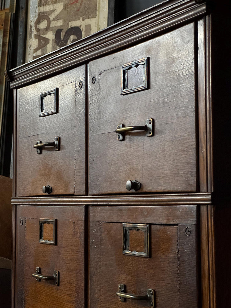 Antique Wood File Cabinet, Stacking Card Catalog, Vintage Drawer Unit, Apothecary Cabinet, Entryway Cabinet, Industrial Office