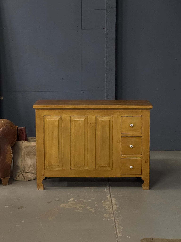 Antique Blanket Chest With Drawers, Primitive Pine Chest Mustard Grain Paint, Primitive Sideboard Cabinet, Antique Wood Chest, Antique Trunk