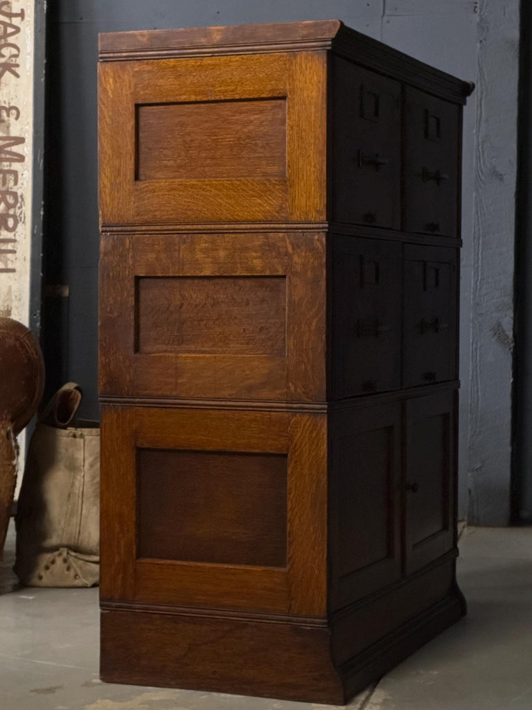 Antique Wood File Cabinet, Stacking Card Catalog, Vintage Drawer Unit, Apothecary Cabinet, Entryway Cabinet, Industrial Office