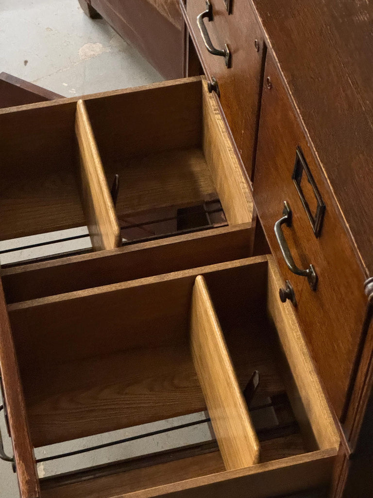 Antique Wood File Cabinet, Stacking Card Catalog, Vintage Drawer Unit, Apothecary Cabinet, Entryway Cabinet, Industrial Office
