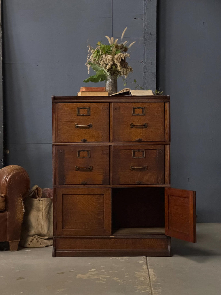 Antique Wood File Cabinet, Stacking Card Catalog, Vintage Drawer Unit, Apothecary Cabinet, Entryway Cabinet, Industrial Office