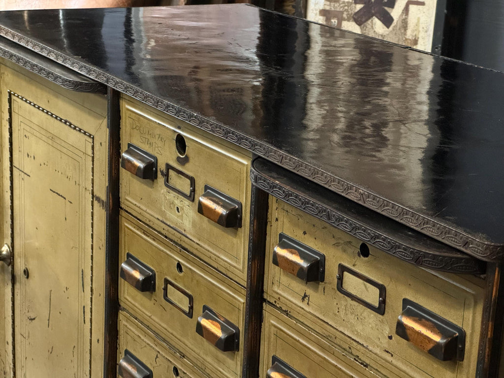 Industrial Steel Drawer Cabinet, Antique Bankers Cabinet, Metal Drawer Cabinet, Strong Box, Antique Lock Box, Antique Safe