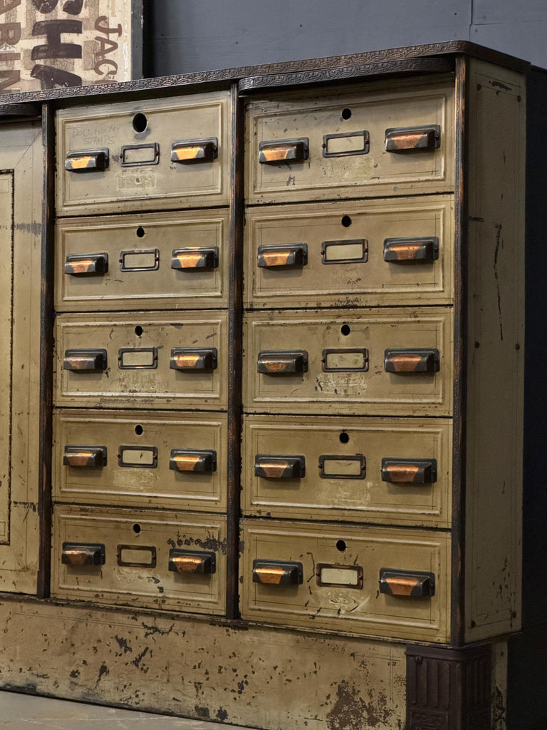 Industrial Steel Drawer Cabinet, Antique Bankers Cabinet, Metal Drawer Cabinet, Strong Box, Antique Lock Box, Antique Safe