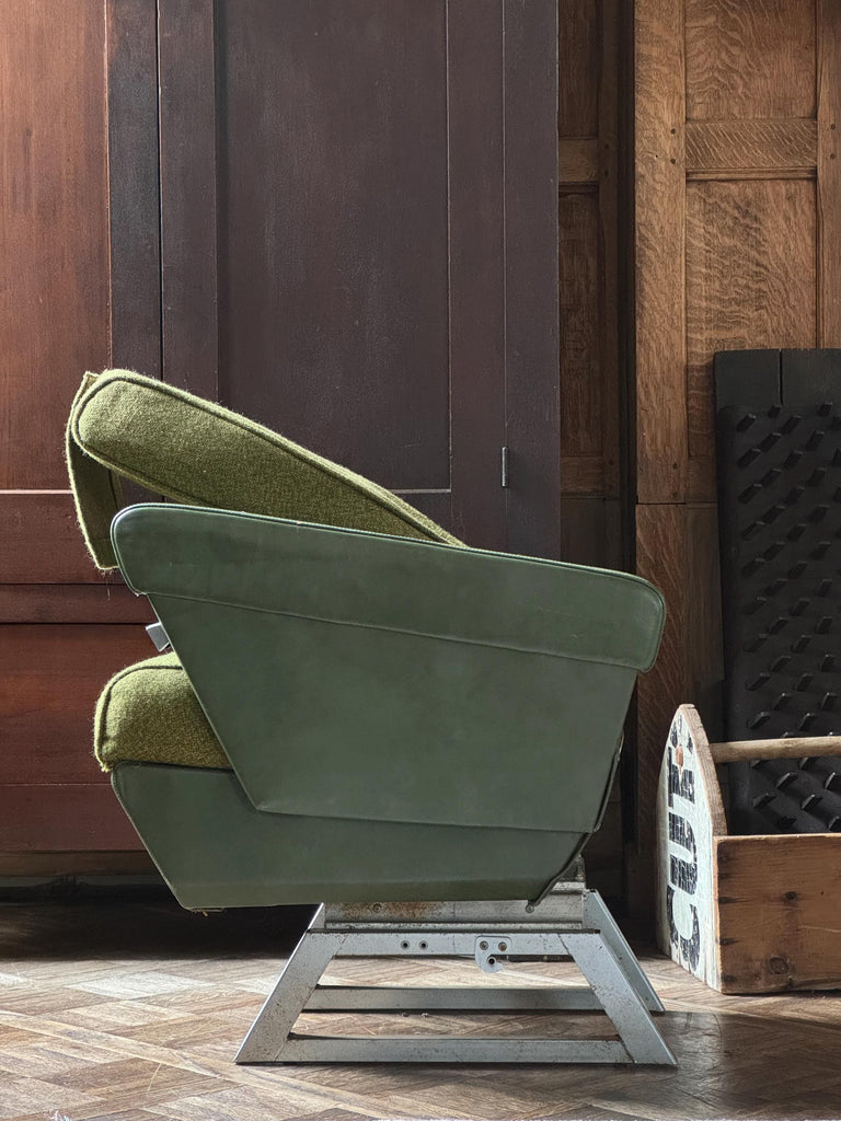 Vintage Airline Chair, Airplane Chair, Airplane Seat, Transportation Memorabilia, Green Upholstered Chair, Occasional Chair