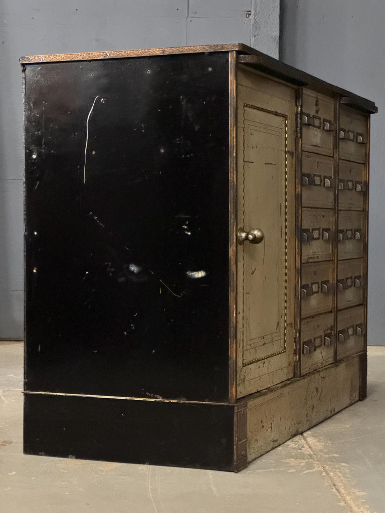 Industrial Steel Drawer Cabinet, Antique Bankers Cabinet, Metal Drawer Cabinet, Strong Box, Antique Lock Box, Antique Safe