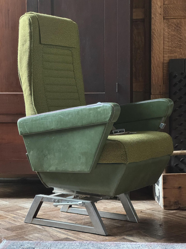 Vintage Airline Chair, Airplane Chair, Airplane Seat, Transportation Memorabilia, Green Upholstered Chair, Occasional Chair