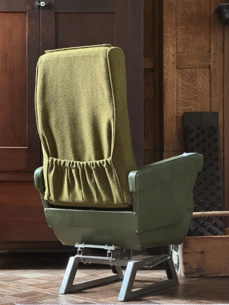Vintage Airline Chair, Airplane Chair, Airplane Seat, Transportation Memorabilia, Green Upholstered Chair, Occasional Chair