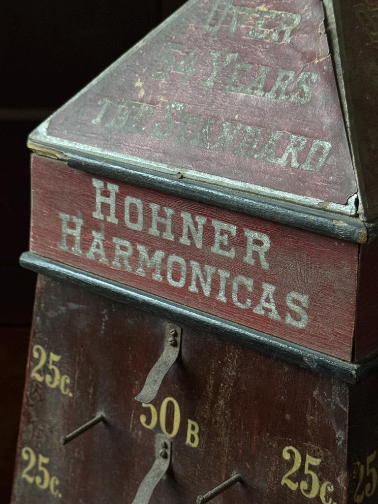 Antique Hohner Harmonicas Revolving Display, Music Store Counter Top Display, Harmonica Advertising, Antique Showcase