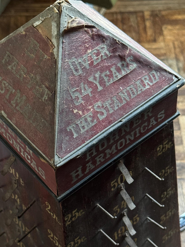 Antique Hohner Harmonicas Revolving Display, Music Store Counter Top Display, Harmonica Advertising, Antique Showcase