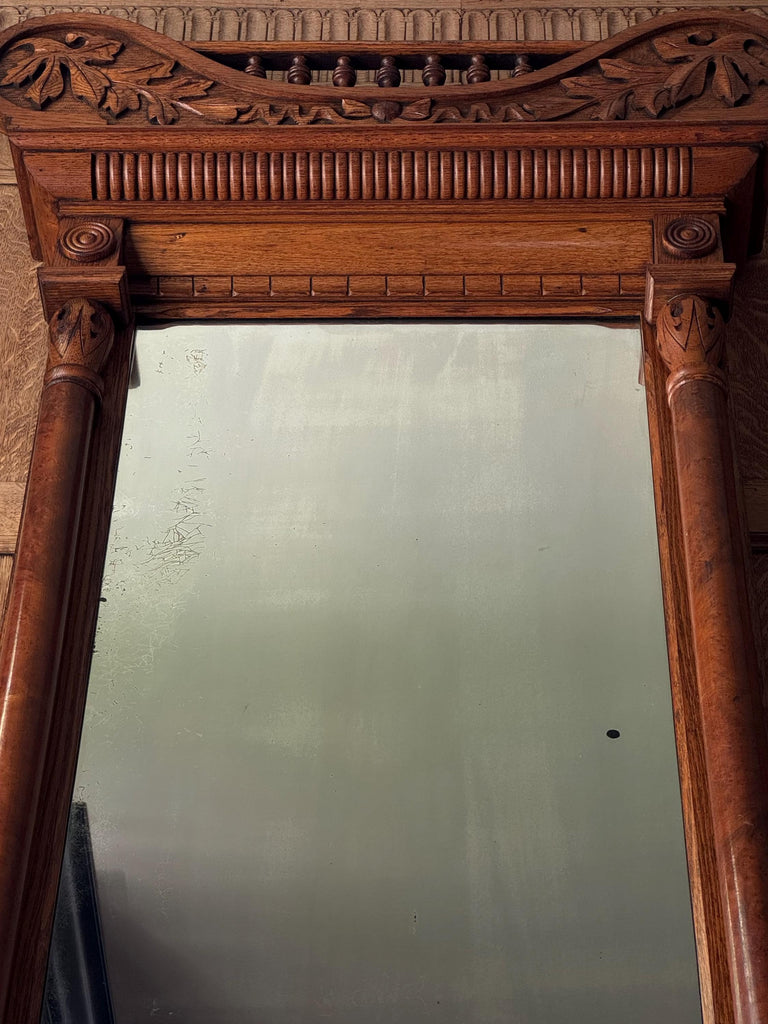 Large Antique Mirror, Antique Hall Tree, Hallway Mirror, Large Victorian Eastlake Mirror, Hall Mirror, Entryway Mirror, Dressing Mirror