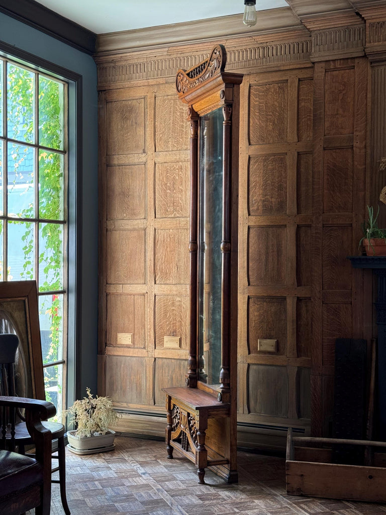 Large Antique Mirror, Antique Hall Tree, Hallway Mirror, Large Victorian Eastlake Mirror, Hall Mirror, Entryway Mirror, Dressing Mirror