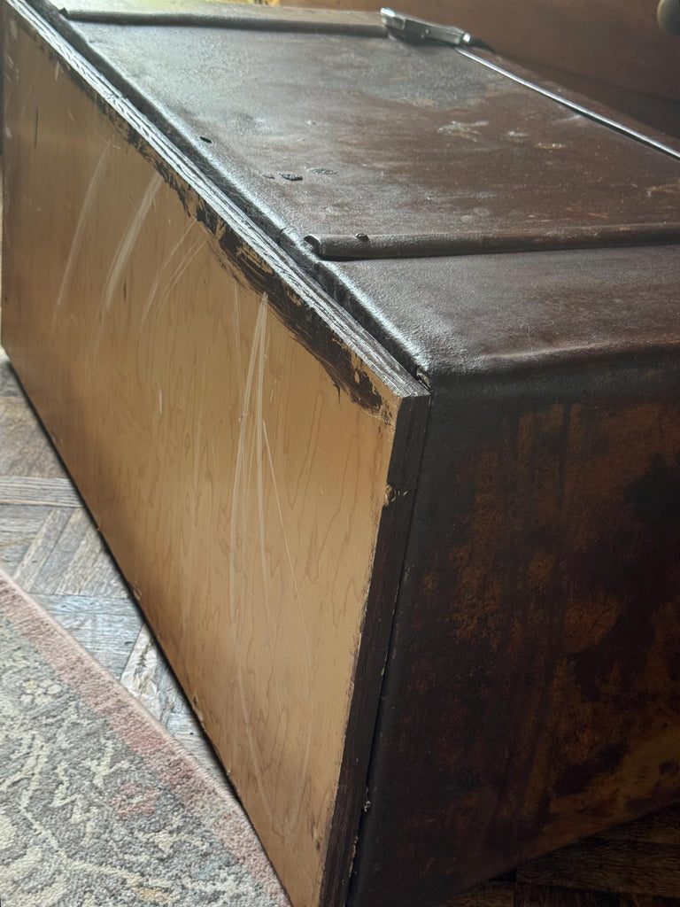 Antique Auto Trunk, Car Trunk, Metal Trunk, Model A Car Trunk, Luggage Trunk, Toolbox Trunk, Trunk Coffee Table, Industrial Coffee Table