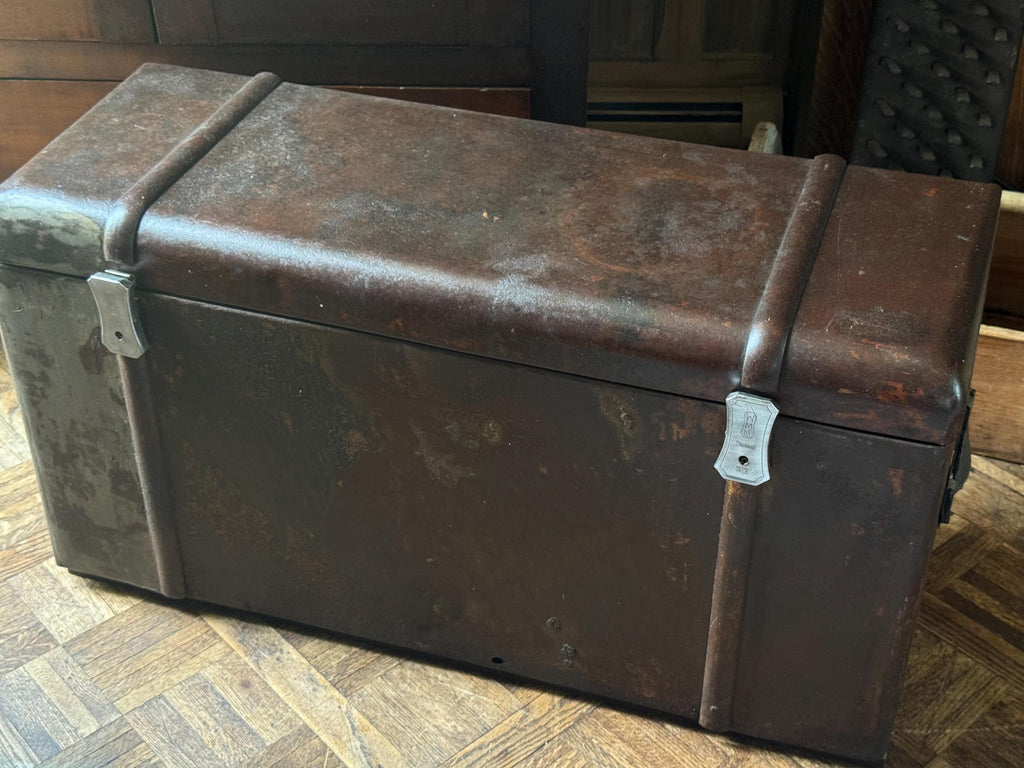 Antique Auto Trunk, Car Trunk, Metal Trunk, Model A Car Trunk, Luggage Trunk, Toolbox Trunk, Trunk Coffee Table, Industrial Coffee Table
