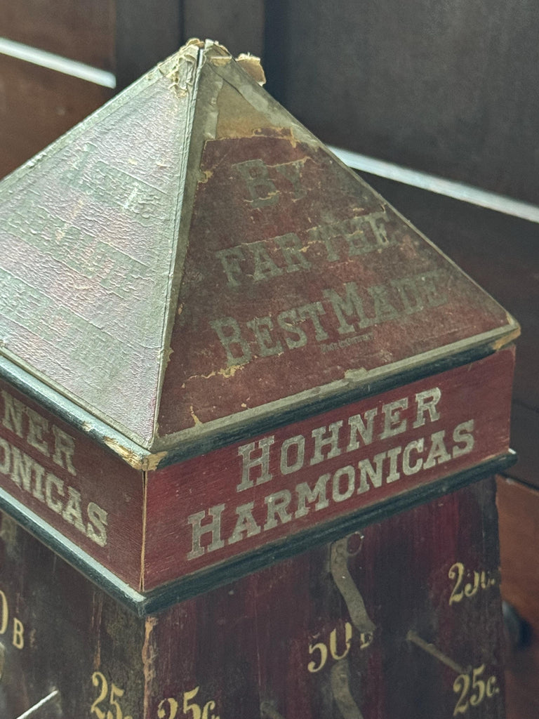Antique Hohner Harmonicas Revolving Display, Music Store Counter Top Display, Harmonica Advertising, Antique Showcase