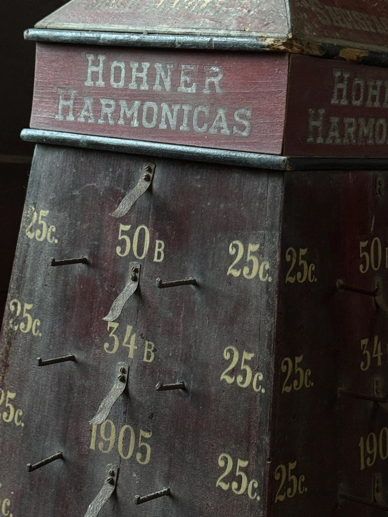 Antique Hohner Harmonicas Revolving Display, Music Store Counter Top Display, Harmonica Advertising, Antique Showcase