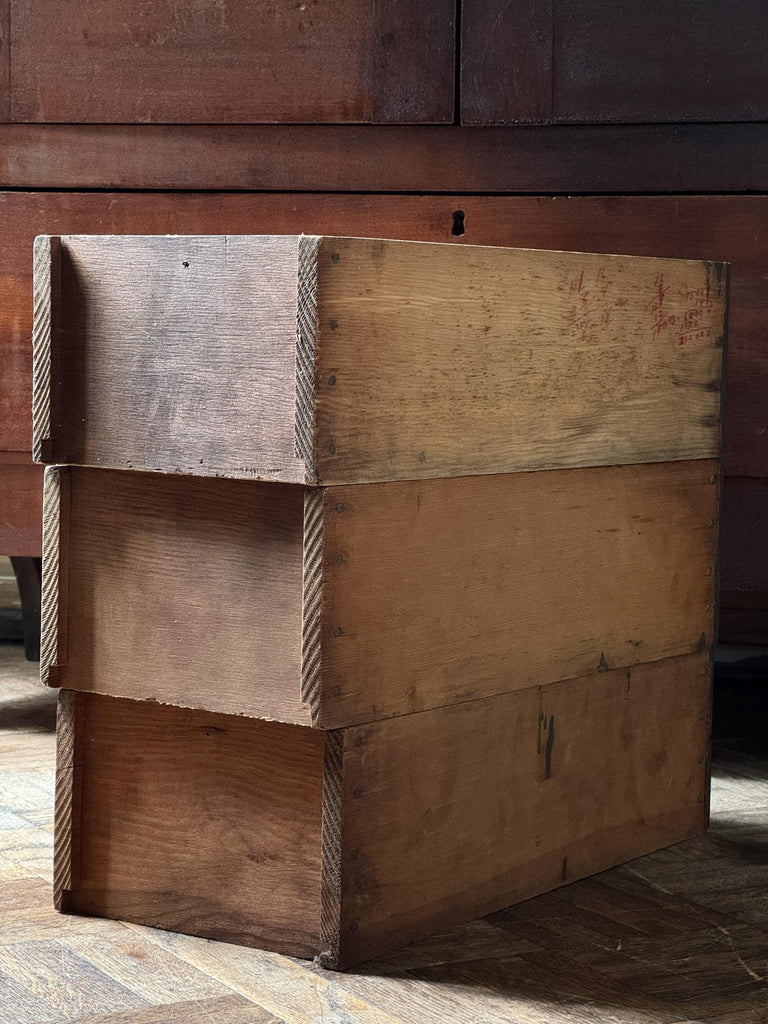 Set Of Three Antique Wood Drawers, Parts Cabinet Drawers, Work Bench Drawers, Wooden Drawers, Industrial Drawer Decor