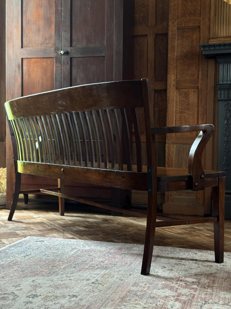 Antique Deacons Bench, Dark Wood Bench, Wood Entryway Bench, Farmhouse Bench, Courthouse Bench, Railroad Bench