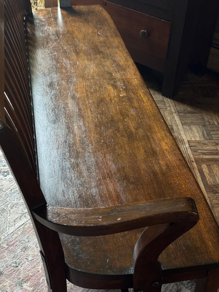 Antique Deacons Bench, Dark Wood Bench, Wood Entryway Bench, Farmhouse Bench, Courthouse Bench, Railroad Bench