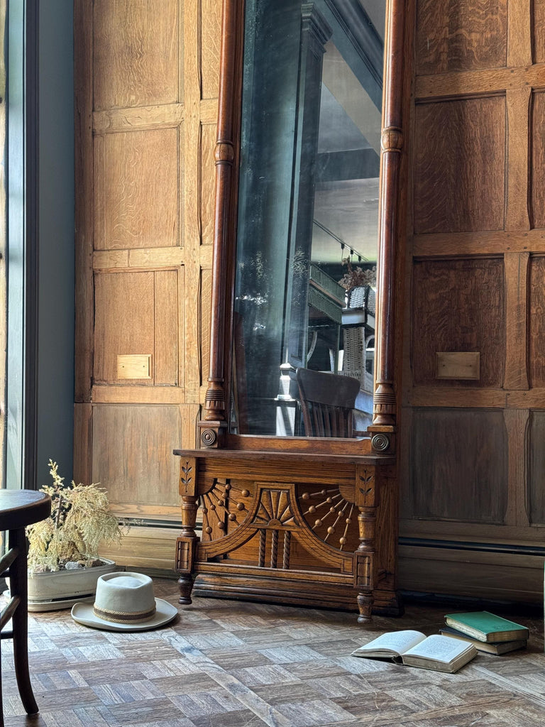 Large Antique Mirror, Antique Hall Tree, Hallway Mirror, Large Victorian Eastlake Mirror, Hall Mirror, Entryway Mirror, Dressing Mirror