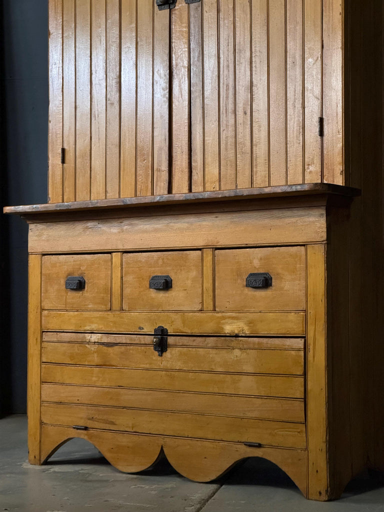 Large Antique Stepback Cabinet, Farmhouse Cabinet, Primitive Cabinet, Pine Hutch, Entryway Furniture, Kitchen Cabinet