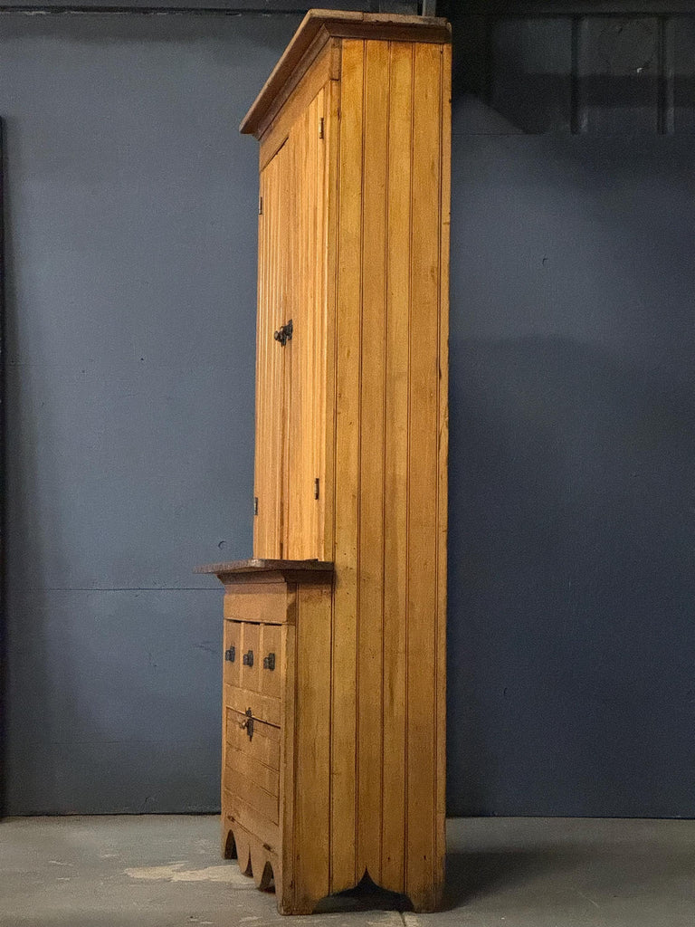 Large Antique Stepback Cabinet, Farmhouse Cabinet, Primitive Cabinet, Pine Hutch, Entryway Furniture, Kitchen Cabinet