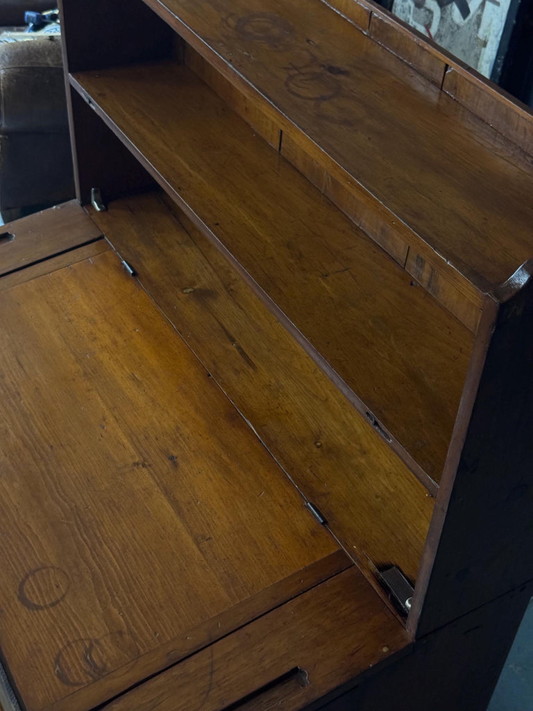 Antique Primitive Desk, Primitive Wood Desk, Antique Secretary, Rustic Farmhouse Desk, Entryway Desk, Pine Hutch, Primitive Hutch