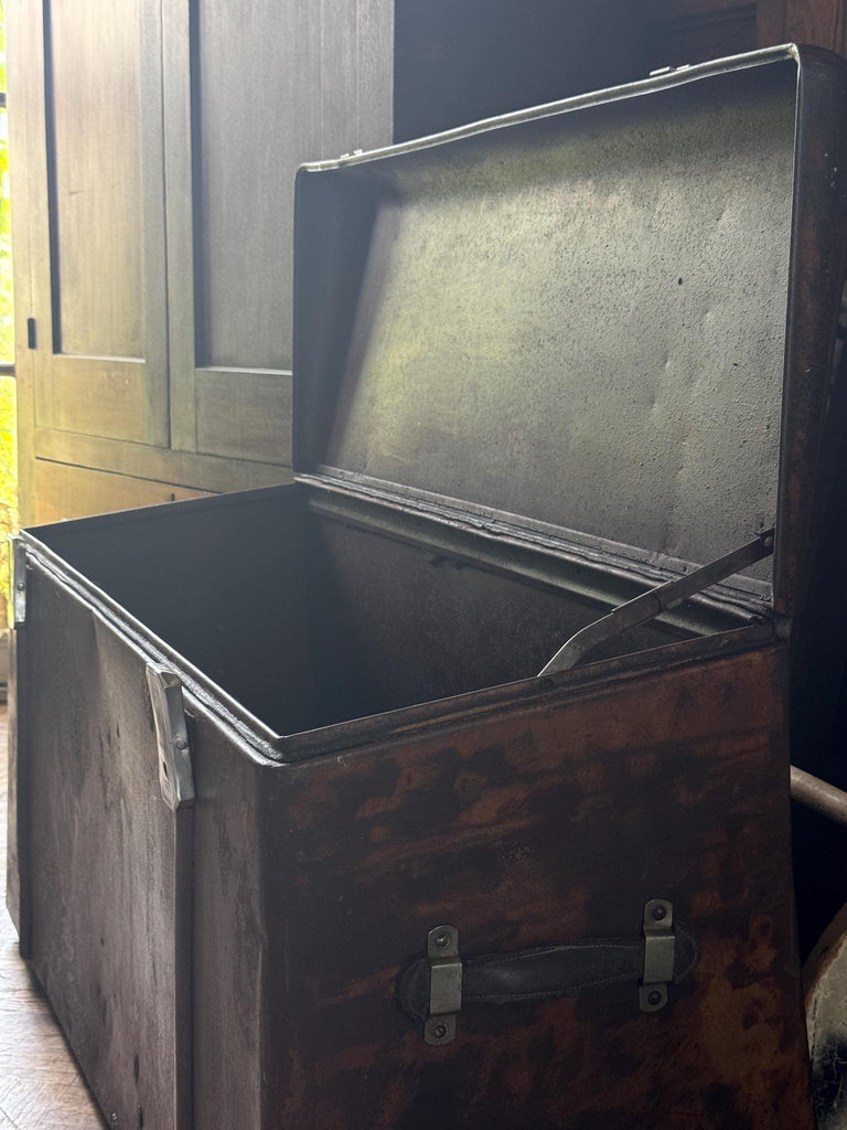 Antique Auto Trunk, Car Trunk, Metal Trunk, Model A Car Trunk, Luggage Trunk, Toolbox Trunk, Trunk Coffee Table, Industrial Coffee Table