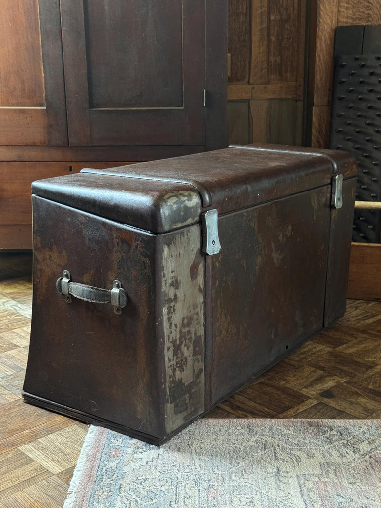 Antique Auto Trunk, Car Trunk, Metal Trunk, Model A Car Trunk, Luggage Trunk, Toolbox Trunk, Trunk Coffee Table, Industrial Coffee Table